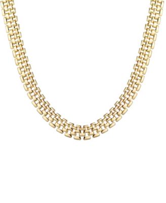 Gold Plated Grid Chain Necklace