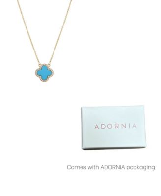 Cubic Zirconia Turquoise Halo Clover Pendant Necklace