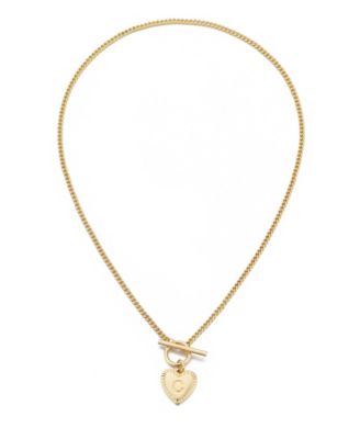 Gold Heart Initial Toggle Necklace
