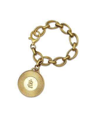 14k Gold Plated Double Sided Coin On 12k Multi Ring Chain Bracelet