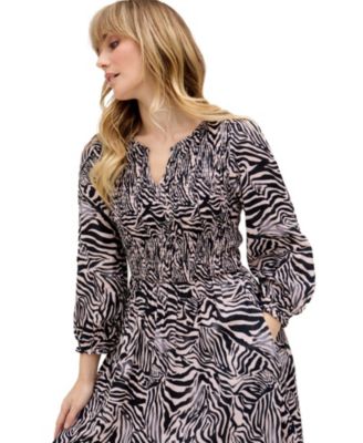 Women's Paulina Shirred Bodice Zebra Print Maxi Dress