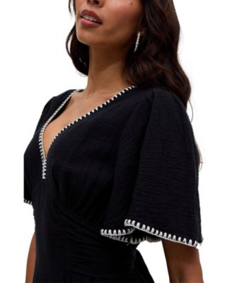 Women's Delilah V-Neck Front Tie Midi Dress