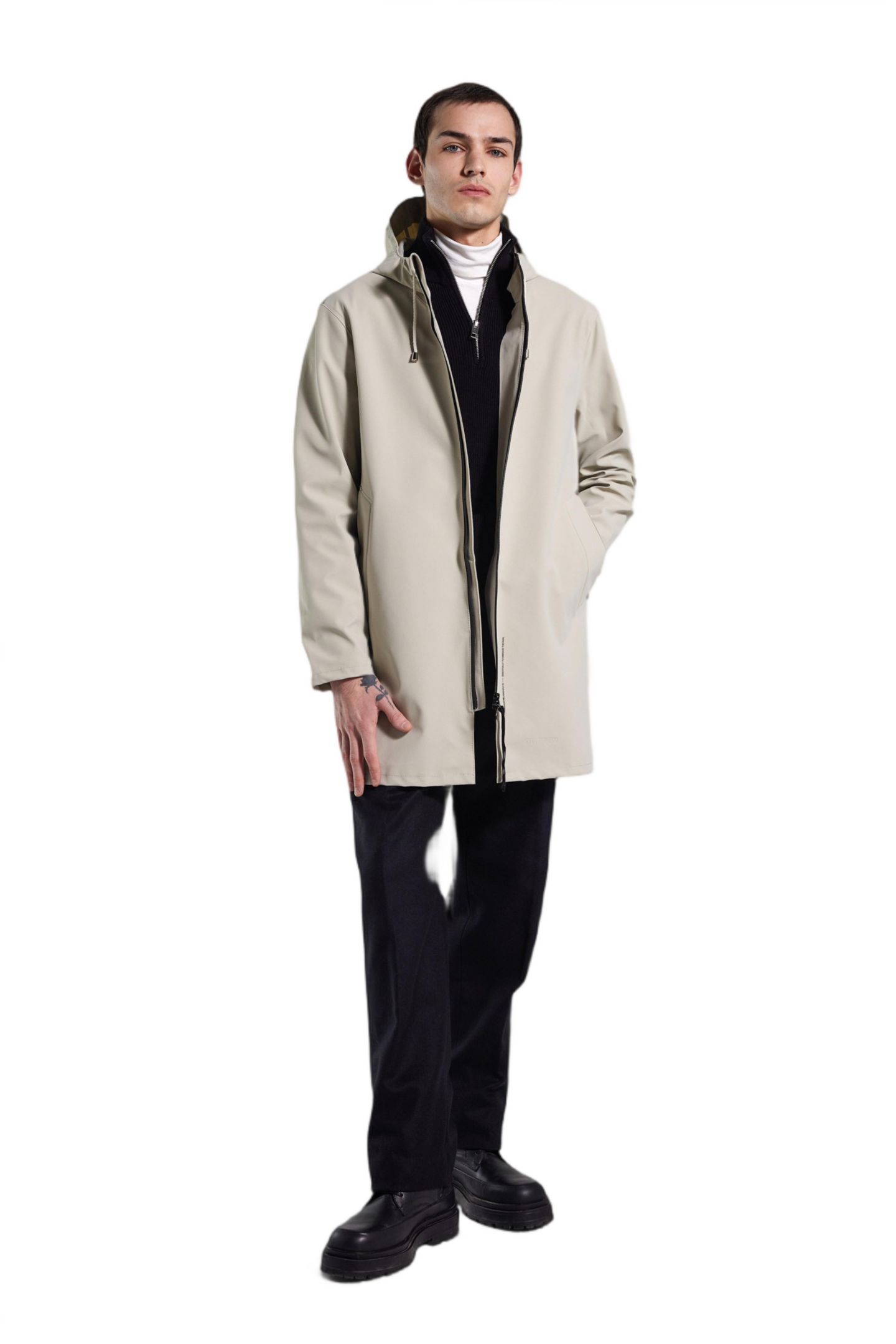 Мужские куртки Stutterheim Stockholm Lightweight Zip Matte Raincoat, цвет: Pelican — фото 6