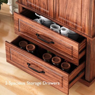 71" Freestanding Pantry Cabinet with 2 Drawers, 8 Door Shelves, 3 Cabinet Shelves, Embossed Texture Finish