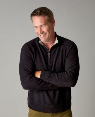 Men's Itch-Free Cashmere Quarter-Zip Sweater with Lining