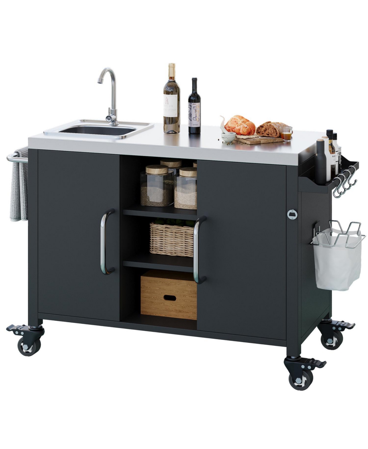 Streamdale Furniture Outdoor Kitchen Island with Sink & Grill Cart