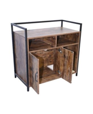 Rustic Brown Cat Litter Box Enclosure