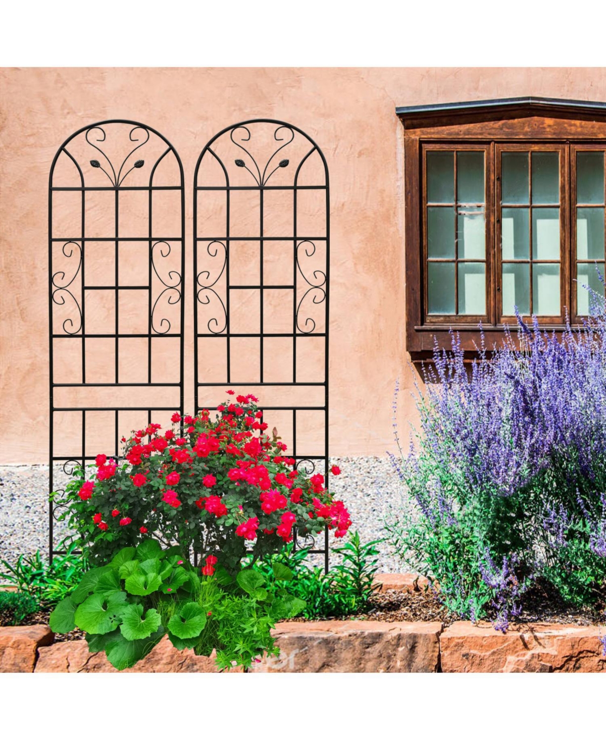 Streamdale Furniture 2 Pack Metal Garden Trellis, 86.7" Black