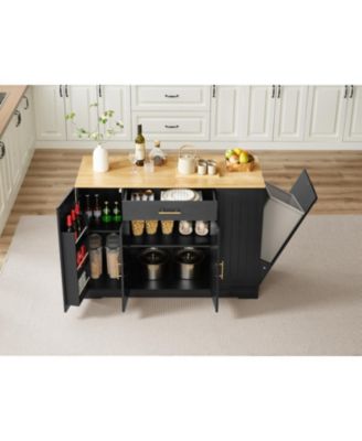 53"W Drawers, Spice Rack, Tilt-Out Trash Bin, Adjustable Shelves Kitchen Island
