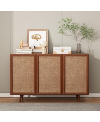 Farmhouse TV Console Stand with Doors and Shelves