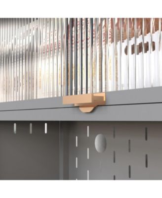 73" Kitchen Pantry Cabinet Flip Door Adjustable Shelves (Grey)