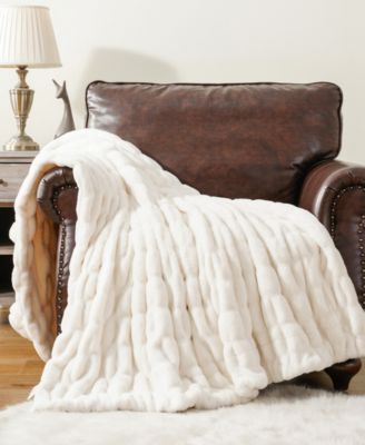 Luxurious Reversible Rabbit Faux Fur Throw, 50" x 60"