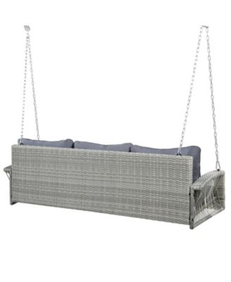 69" Wicker Porch Swing with Cushions & Chains