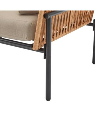 Rope & Wood Lounge Chair with Cushions