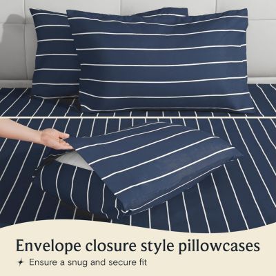 4-PC Striped Silky Soft Cooling Deep Pocket Sheet Set, King