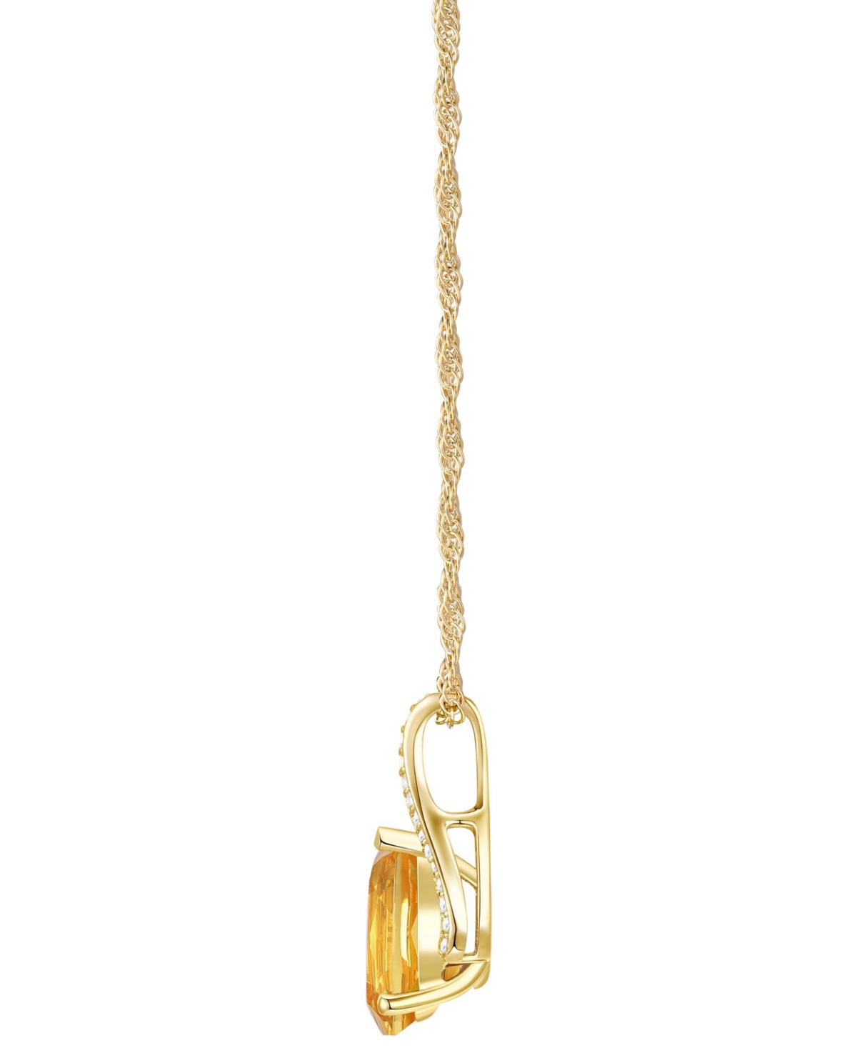 Macy's Citrine (1-1/2 Ct. T.w.) & Diamond Accent Pear 18" Pendant Necklace In 14k Gold In Yellow