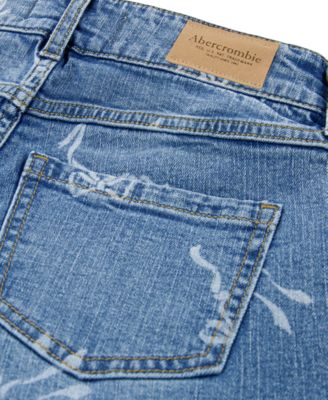 Girls' High Waist Wide Leg Bow Print Jeans