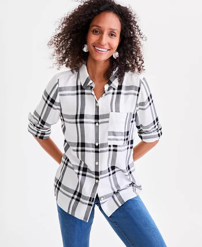 Women's Plaid Button-Down Perfect Shirt - thumbnail 4