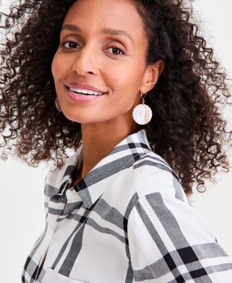 Women's Plaid Button-Down Perfect Shirt, Created for Macy's