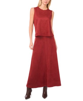 Women's Faux-Suede A-Line Maxi Skirt