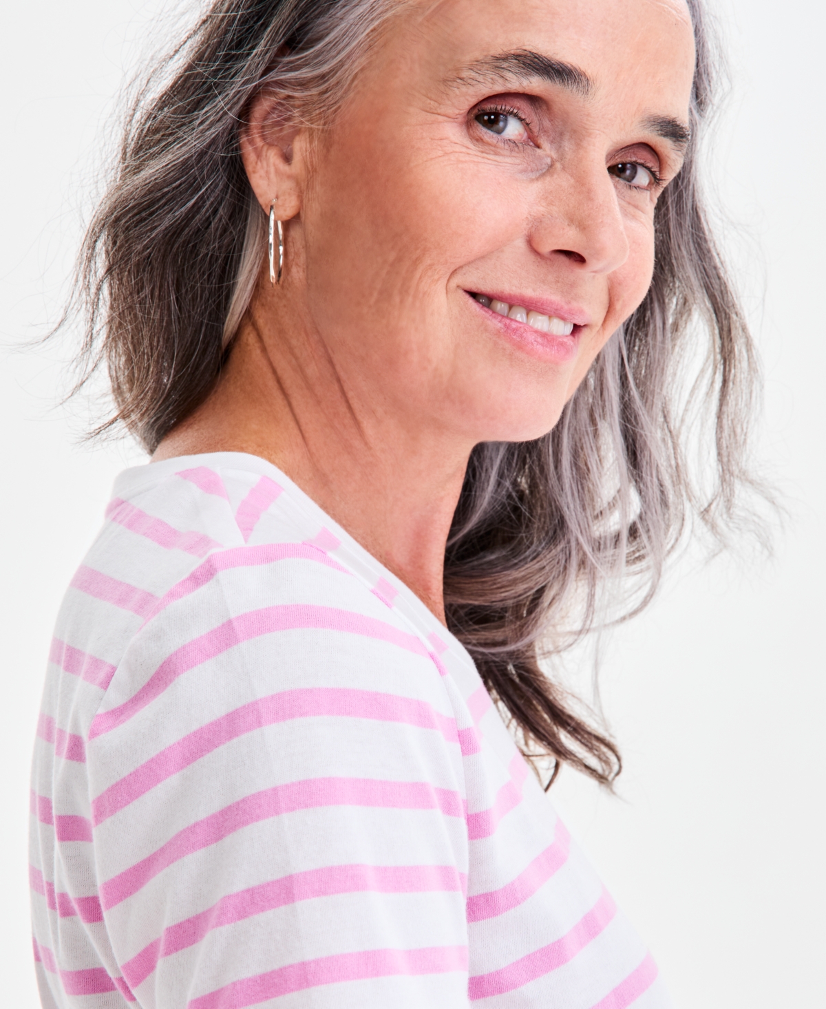 Style & Co Women's Striped Crewneck Short-sleeve T-shirt, Macy's Exclusive In Animal Print