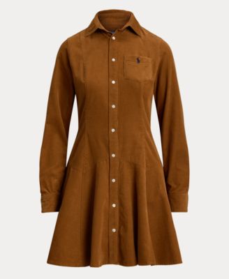 Women's Cotton Corduroy A-Line Shirtdress