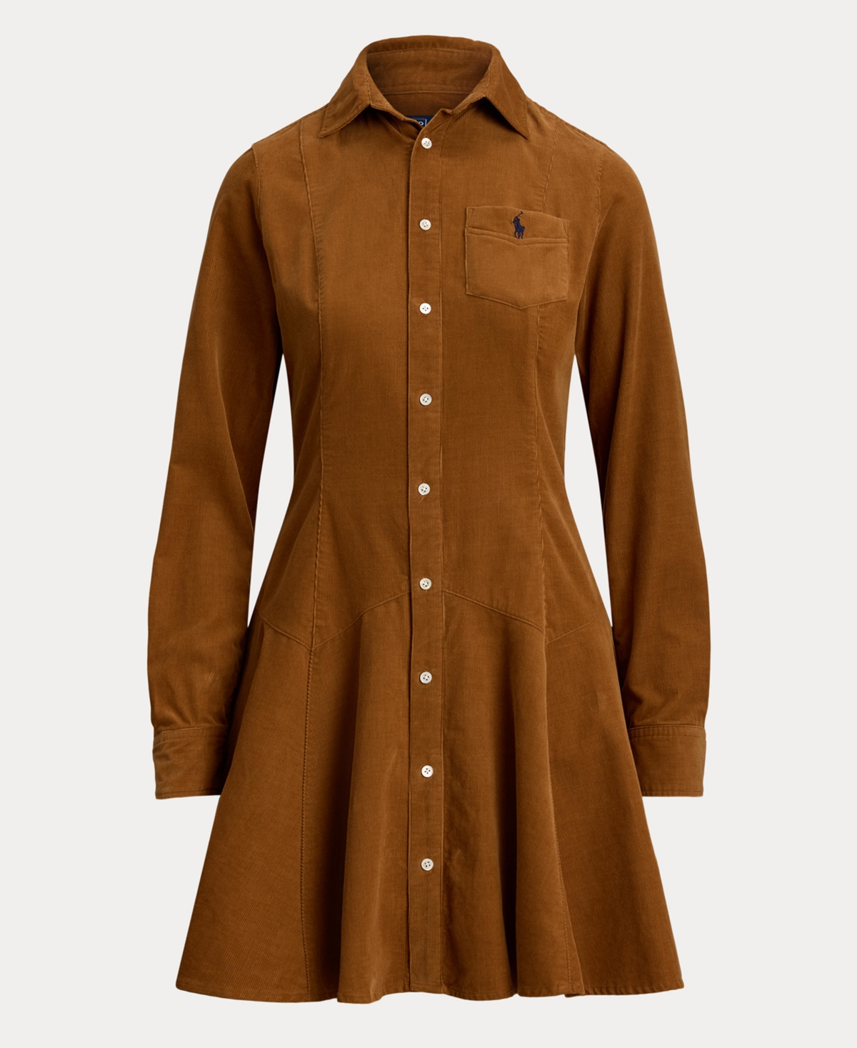 Polo Ralph Lauren Corduroy Collared Shirt Dress In Brown