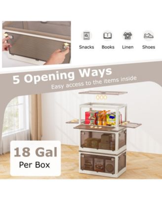 3-Pack Stackable Storage Bins with Lids with 5 Opening Ways