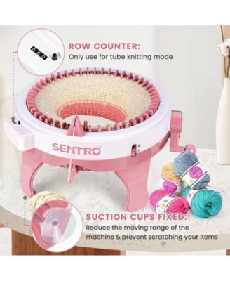 48-Needle Pink Knitting Machine | 1-Touch Knitting for Scarves, Hats & Sweaters | Beginner & DIY Friendly | Includes Tutorial & Tools