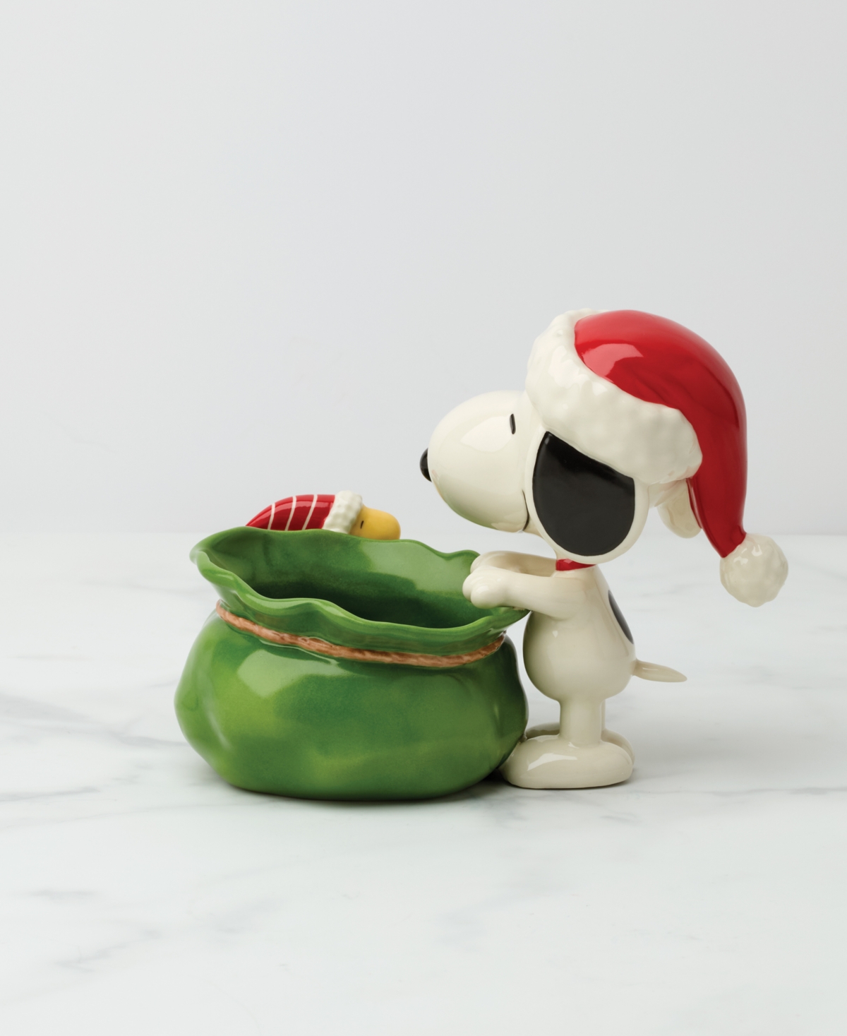 Lenox Snoopy Christmas Santa Sack Candy Bowl In Multi
