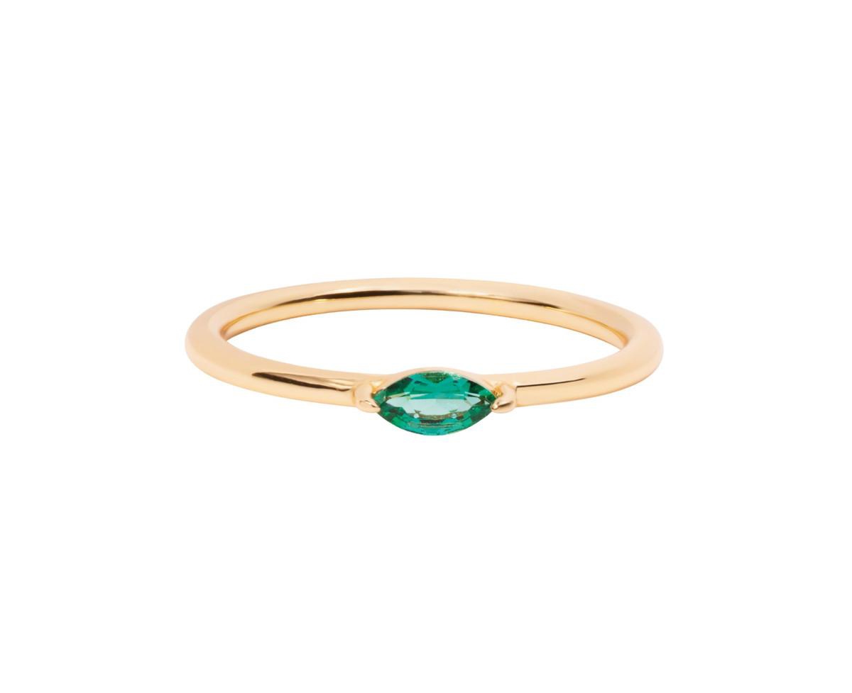 Marquise Birthstone Ring - May Emerald - Emerald