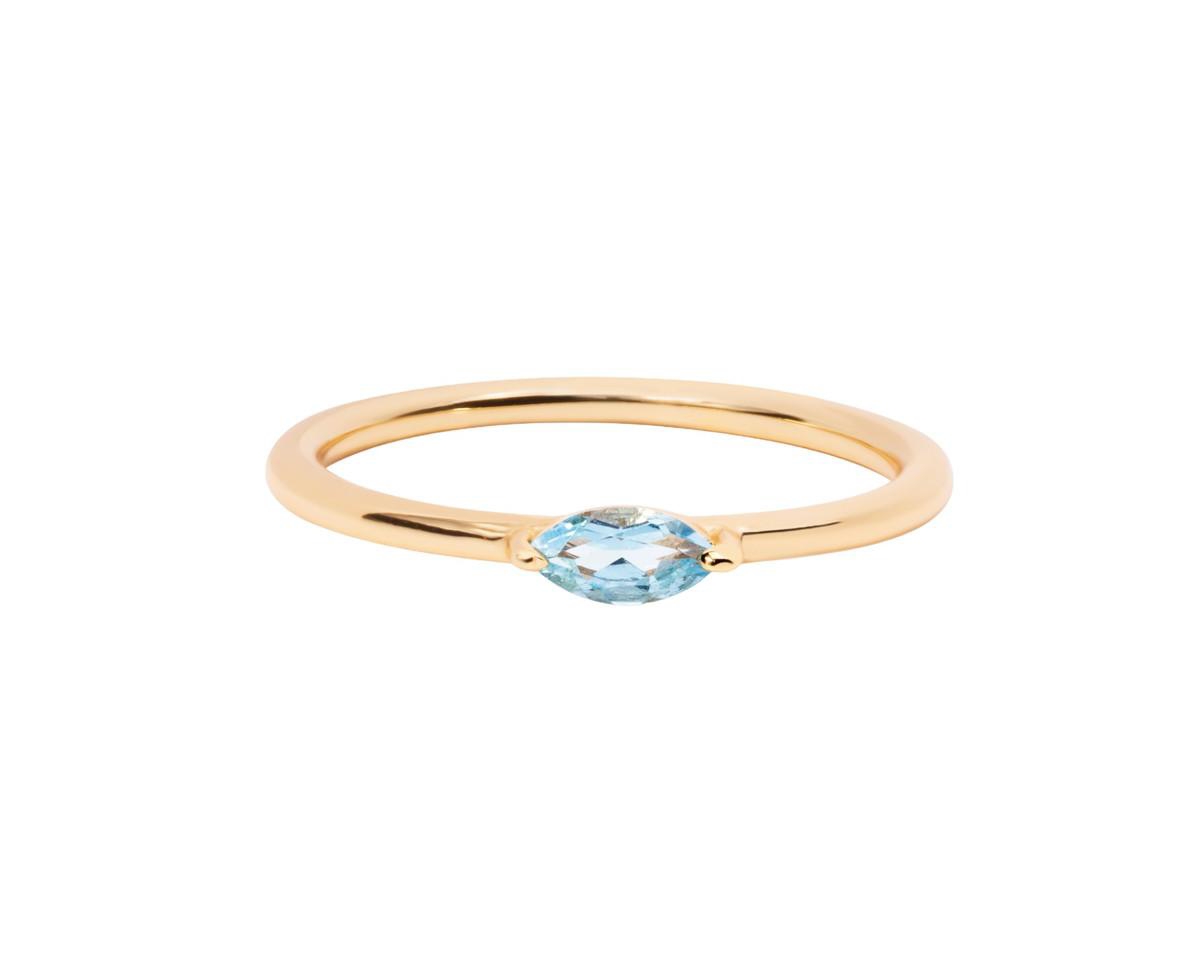 Marquise Birthstone Ring - December Blue Topaz - Blue topaz