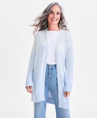 Style & Co - Petite Honeycomb-Knit Open-Front Long Cardigan