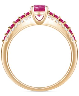 Gemstone (1-1/10 ct. t.w.) & Diamond (1/5 ct. t.w) Oval Ring in 14k Gold