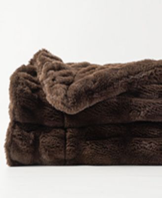 Luxurious Reversible Rabbit Faux Fur Throw, 60" x 80"