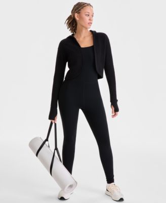 Women's Relaxed French Terry Cropped Hooded Cardigan, Macy's Exclusive 