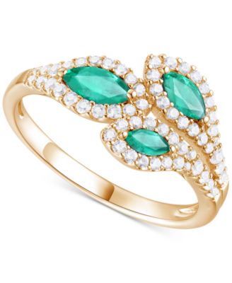 Macy's - Gemstone (5/8 ct. t.w.) & Diamond (1/3 ct. t.w.) Multi-Stone Ring in 14k Gold