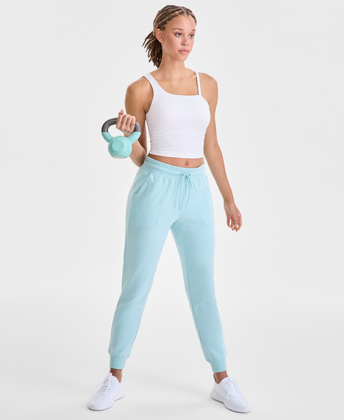 Id Ideology Women's Relaxed High-rise Fleece Joggers, Macy's Exclusive In Blue