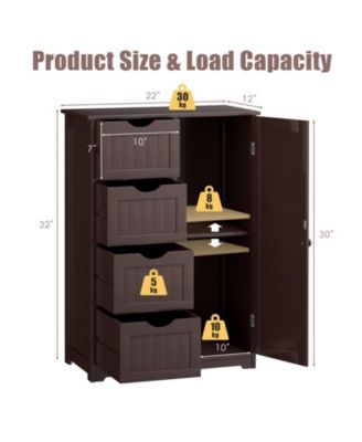 Standing Indoor Wooden Cabinet with 4 Drawers