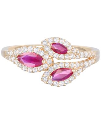 Gemstone (5/8 ct. t.w.) & Diamond (1/3 ct. t.w.) Multi-Stone Ring in 14k Gold