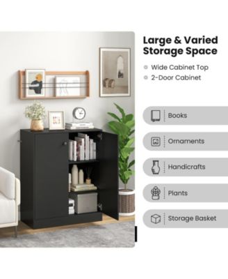 2-Door Modern Floor Storage Cabinet with 3-Tier Shelf