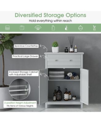 2-Door Freestanding Bathroom Cabinet with Drawer and Adjustable Shelf