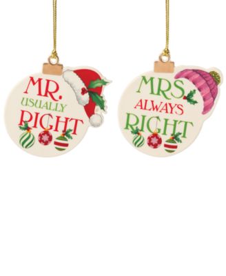 Lenox - Mr. & Mrs. Ornaments, Set of 2