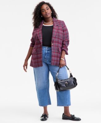 Trendy Plus Size Plaid Single-Button Blazer, Macy's Exclusive