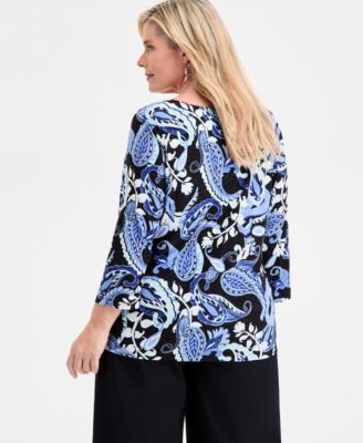 Plus Size Printed Jacquard Top, Macy's Exclusive