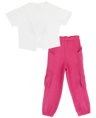 Toddler and Little Girls 3-Piece Born to Sparkle T-Shirt, Cargo Pants and Bag Set