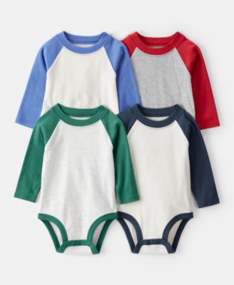 Carter's - Baby Boys Colorblocked Raglan-Sleeve Bodysuits, 4 Pack