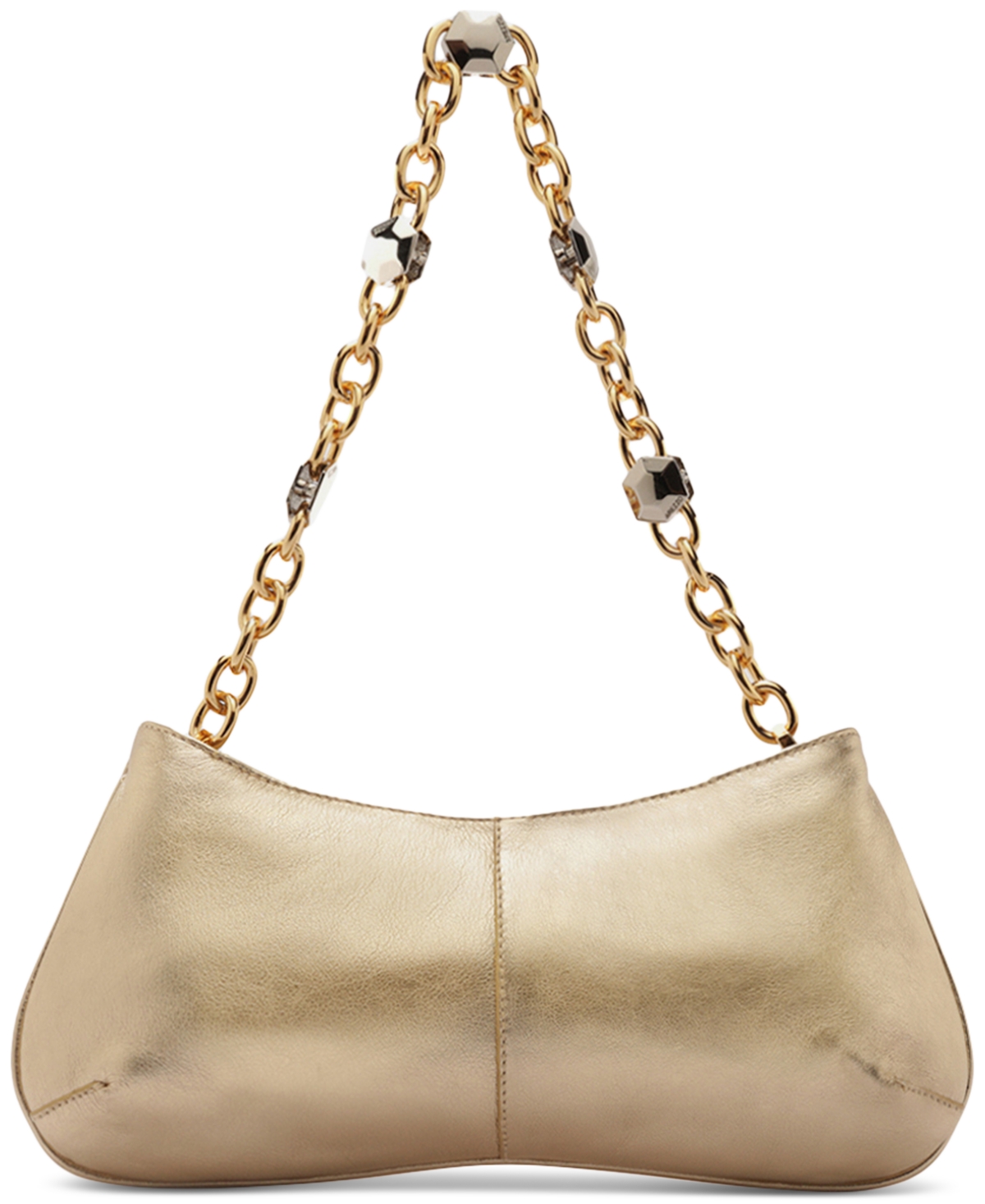 Arezzo Luna Small Leather Baguette In Silver