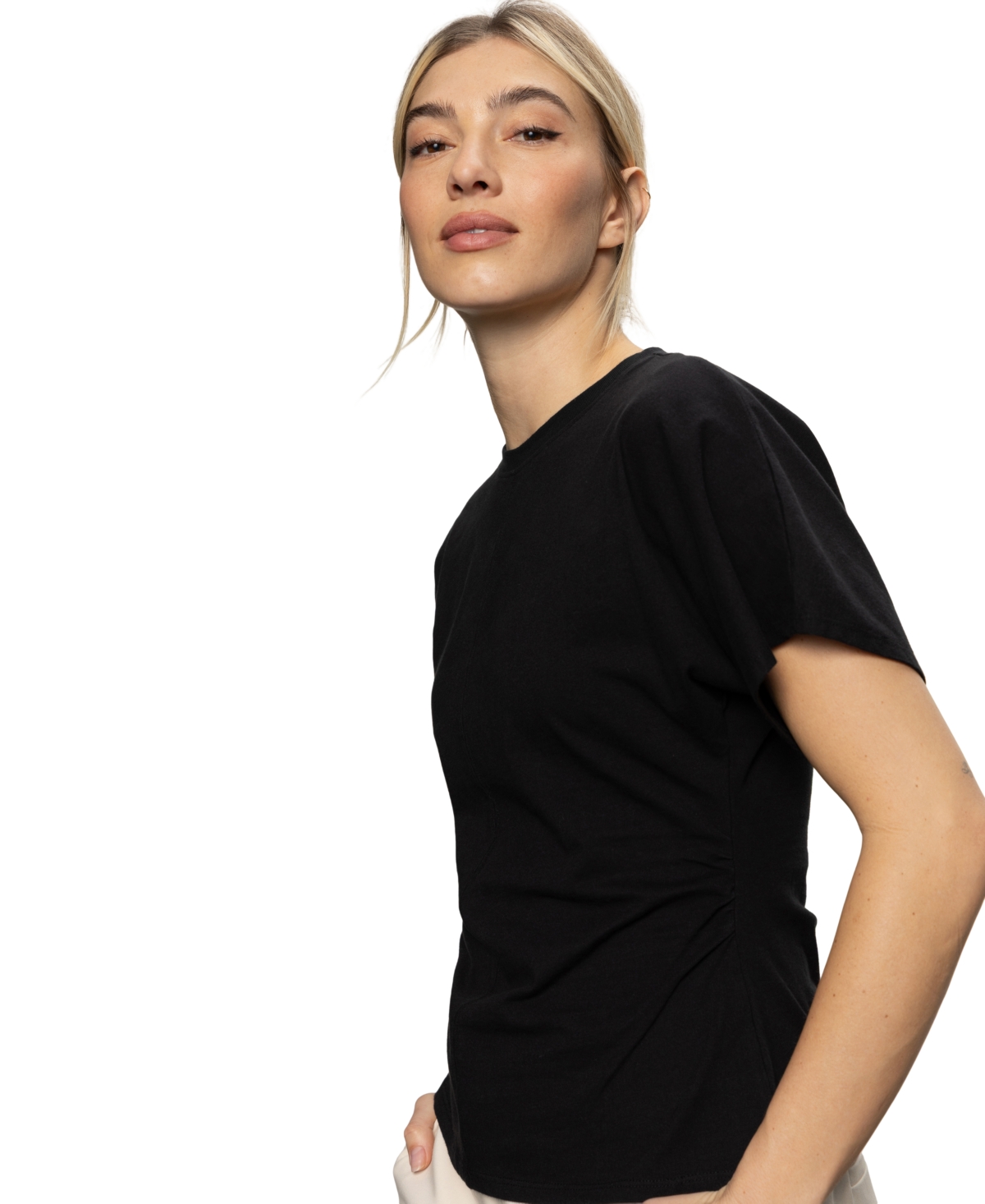 Sanctuary Shirred Waist Dolman Tee In Black