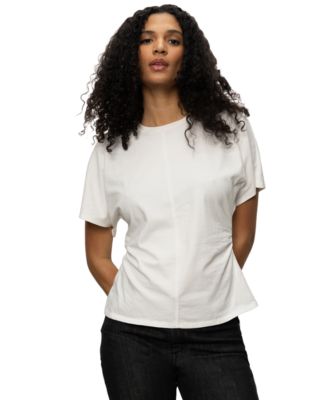 Women's Cotton Shirred-Waist Dolman T-Shirt 
